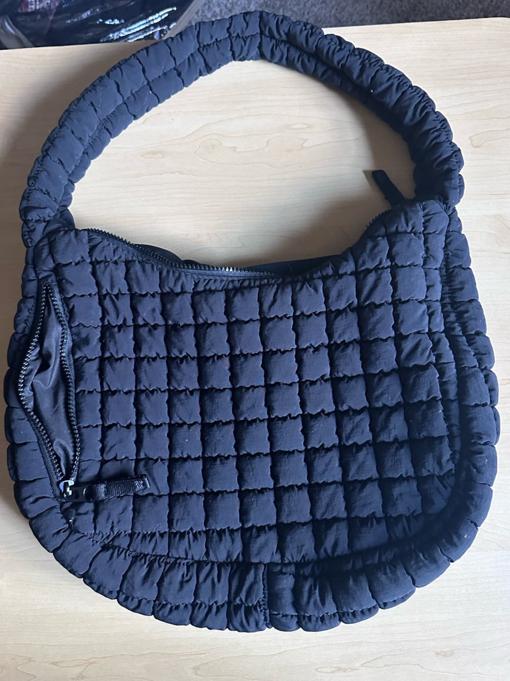 COS Style Black Quilted Puffer Shoulder Bag Hobo Purse
